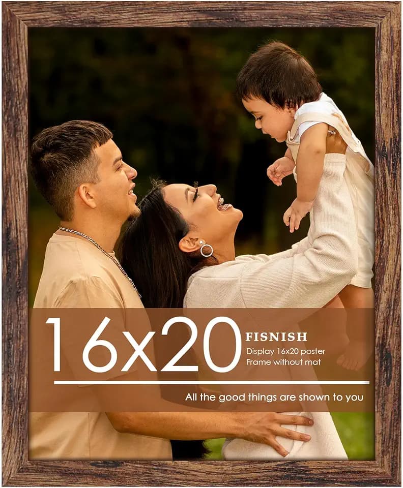 16x20 Picture Frame, Brown Poster Frame for Wall Mounting, 1 Pack