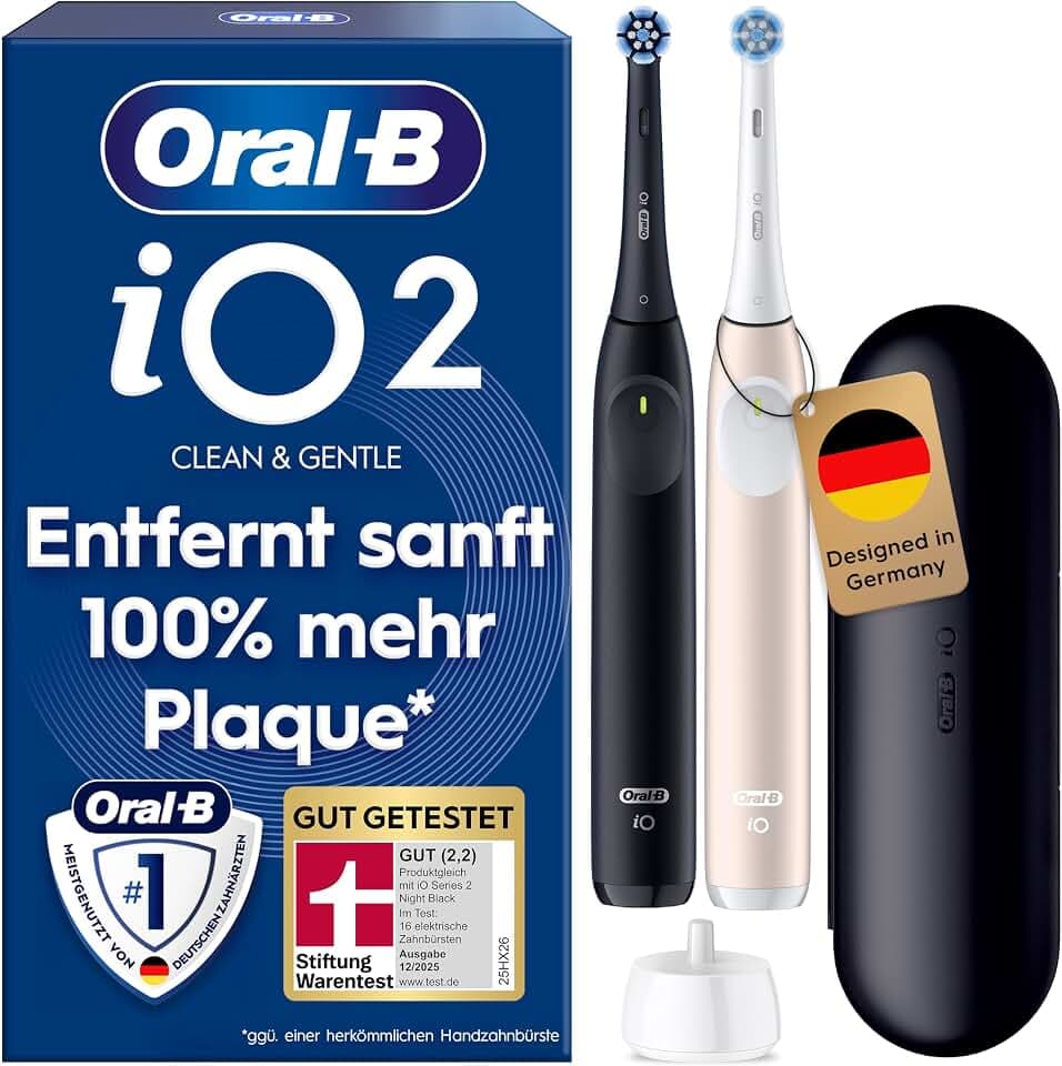 Oral-B iO Series 2 Elektrische Zahnbürste, Doppelpack, Schwarz/Pink