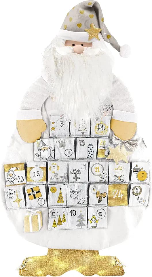 My Home Adventskalender "Weihnachtsmann", gold, Adventskalender zum Befüllen, XXL Adventskalender, Filz-Adventskalender