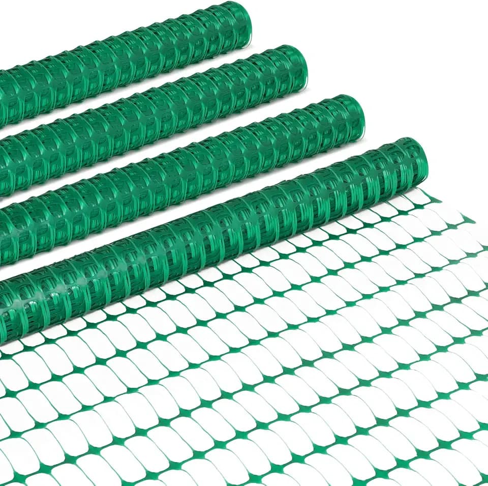 Landical 4 Roll Plastic Garden Fence 4 x 100 Ft Green Temporary Fencing Roll Outdoor Snow Fence Safety Construction Barrier Garden Netting for Patio Yard Plant Pet