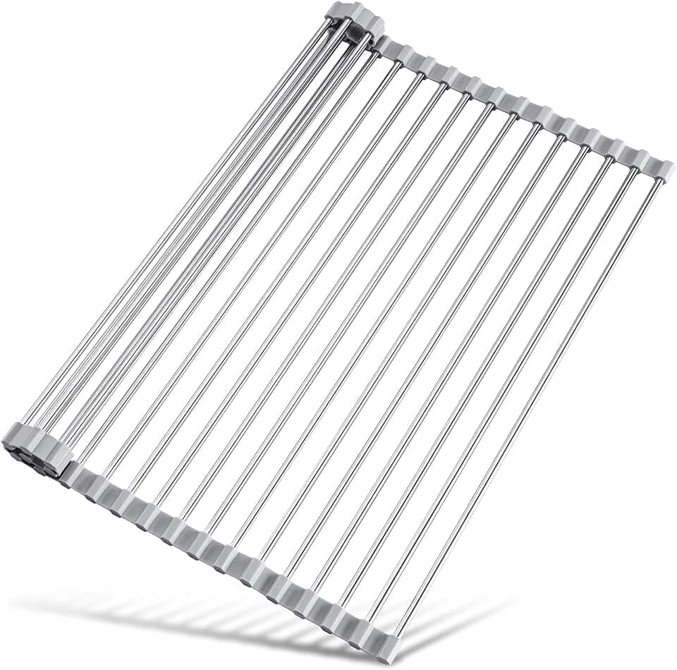 Tomorotec Roll Up Dish Drying Rack Over Sink, 304 Steel, 17.7x15.5, Grey