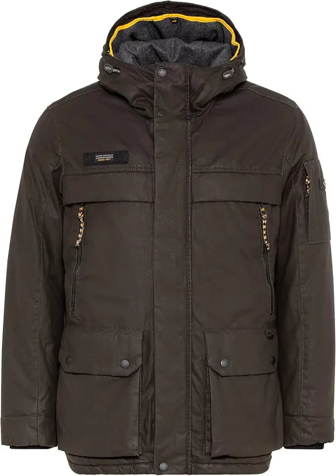 camel active Herren Jacke aus gewachstem Canvas mit Kapuze
