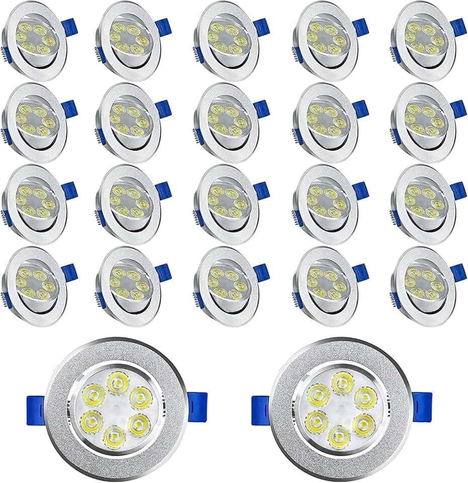 NAIZY LED Einbaustrahler 230V Flach Einbauleuchte 20er Set 3W Badleuchte Einbauspot Aluminium Mini Deckenspot für Wohnzimmer, Schlafzimmer und Küche - 20x3W, Warmweiß