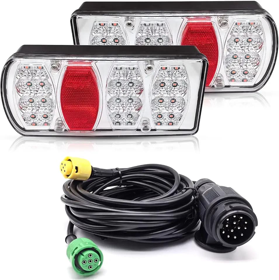 13 Polig Anhänger LED Rückleuchten mit 5M Kabel Satz 12V 24V, 7 Funktionen Anhängerbeleuchtung 13 polige - Wasserdicht, E-Geprüfte