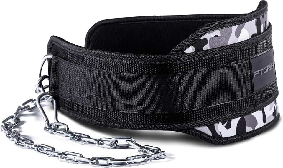 Fitgriff® Dip Gürtel mit Kette + 2 Karabiner, Dip Belt für Bodybuilding, Krafttraining, Gewichtheben - Gewichthebergürtel, Gewicht Gürtel
