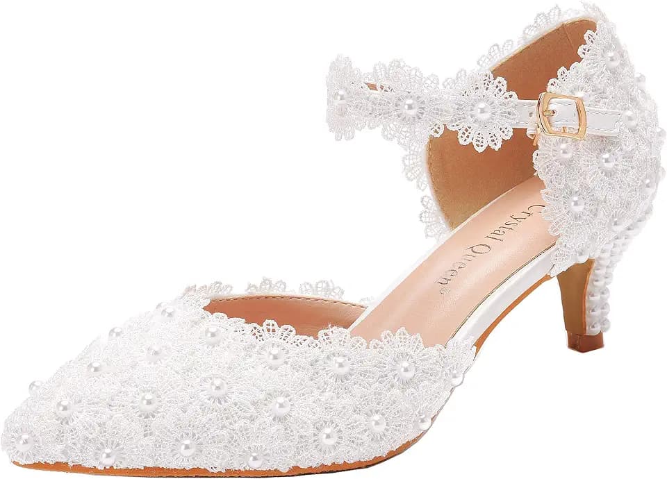 Crystal Queen Mary Jane Heels For Women Pointed Toe Lolita Heeled Sandals 5CM Ankle Strap Kitten Heels Sandals Dress Working Bridal Party Wedding Shoes