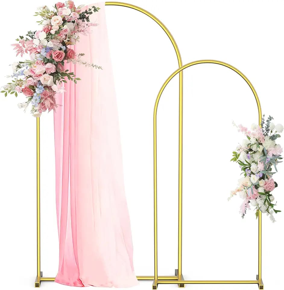 Arch Backdrop Stand Set of 2 (7.2FT,6FT), Gold Metal Arch Stand