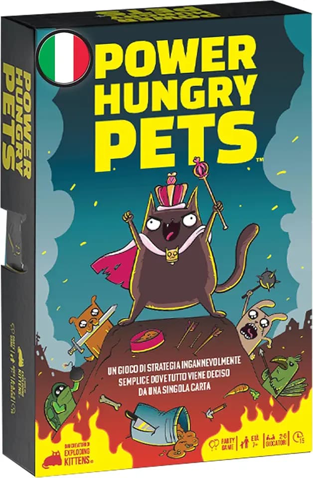 Asmodee, Power Hungry Pets Tischspiel, 2 bis 6 Spieler, 7 Jahre und Ausgabe in Italienisch