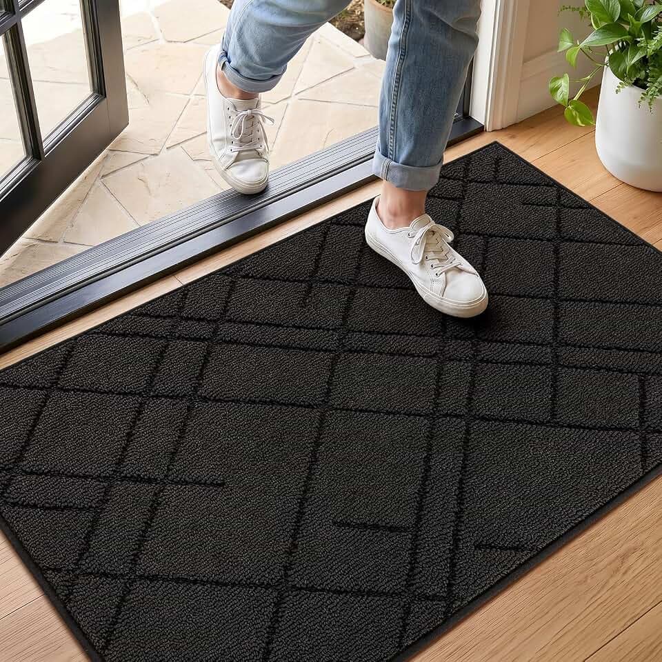 Door Mat Indoor Entrance, Non Slip Rugs for Entryway 2' x 3',Black
