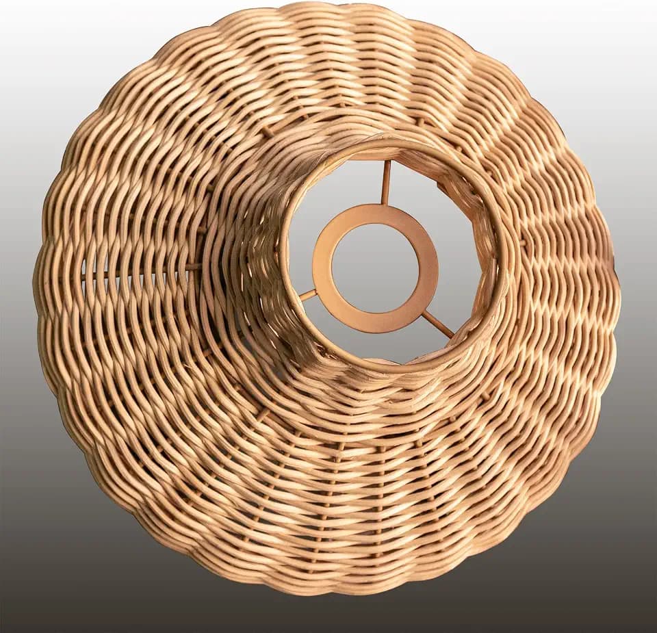 Rattan Lampshade Hanging Pendant Light Covers Wicker, Boho Replacement Lamp Shades, 3.9x11.4x6.3 Inch, Woven-Wicker Ceiling Light Cover for Light Fixture Replacement