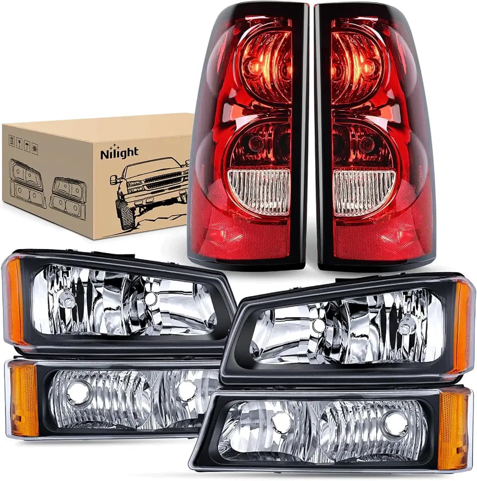 Nilight Headlight & Taillight Assembly Combo for 2003-2006 Chevy Silverado