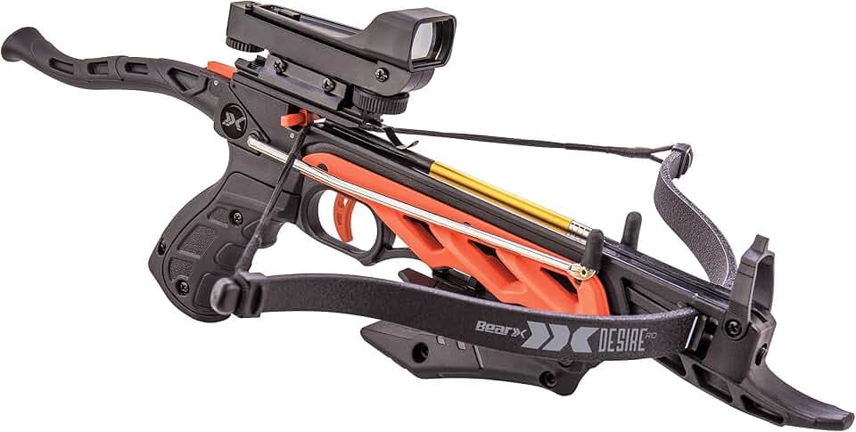 Bear X Desire RD Self-Cocking Crossbow with Red Dot Sight 3 Premium Bolts, Black, One Size