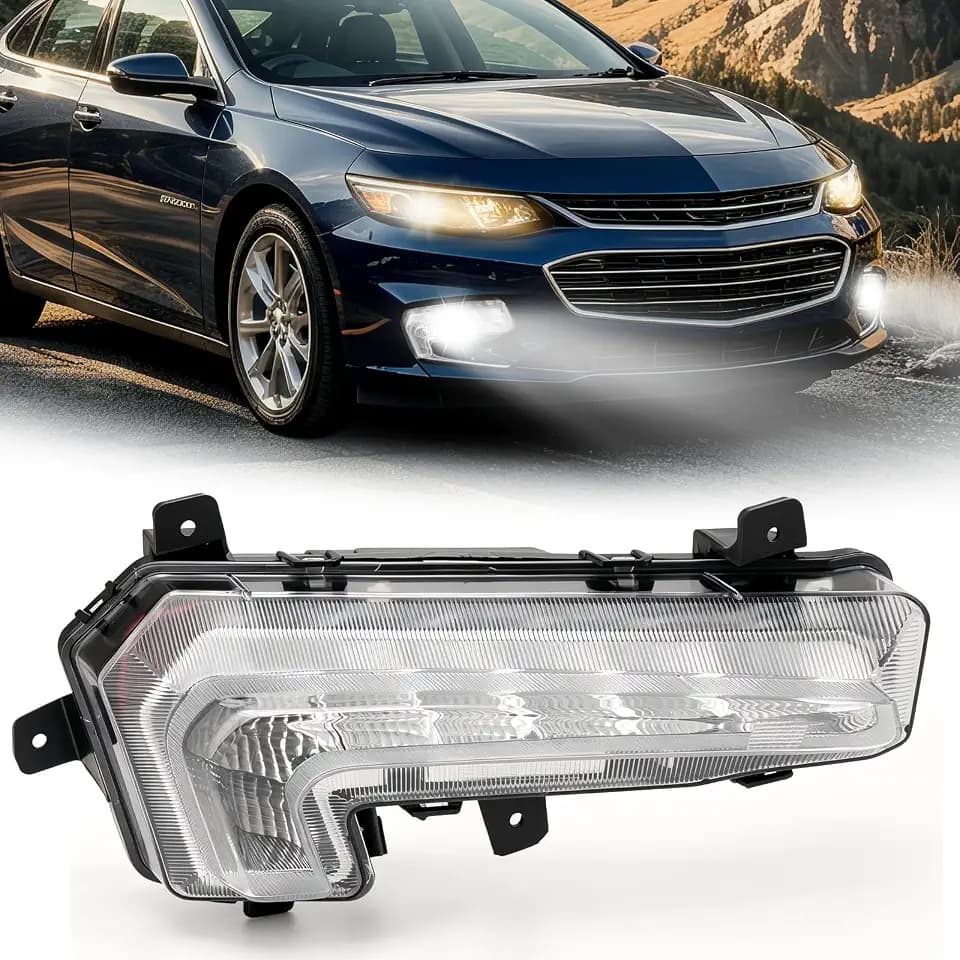 DRL LED Fog Lights Fit for 2016 2017 2018 Chevy Malibu Front Bumper Driving Fog Lamp LED Daytime Running Light Passenger Right Side