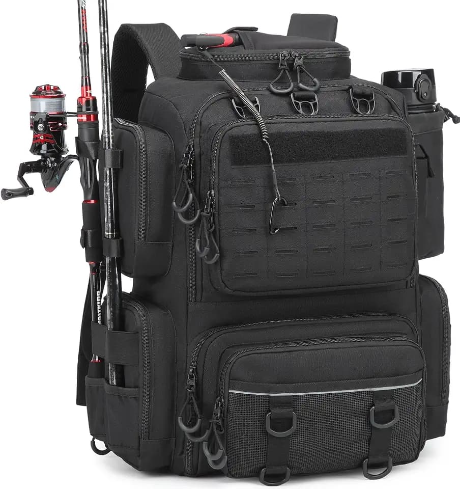 50L Angelrucksack mit 2 Rutenhaltern wasserabweisende Angeltasche