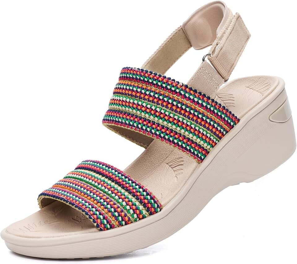 BEMIRO Women’s Walking Wedge Sandals Comfortable Arch Support