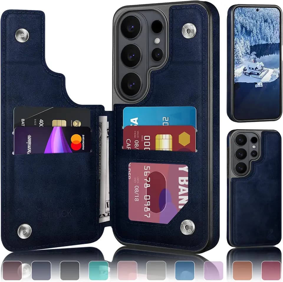 DJDUCK Designed for Samsung Galaxy S26 Ultra Case Wallet with Card Holder, [Magnetic Clasp Cover] [RFID Blocking Leather Protection] Shockproof Women Men Cases for Samsung S26 Ultra Dark Blue