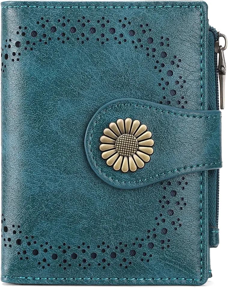 SENDEFN Small Wallets for Women Bifold RFID Blocking Leather Card Holder Compact Wallet with Zipper Coin Pocket