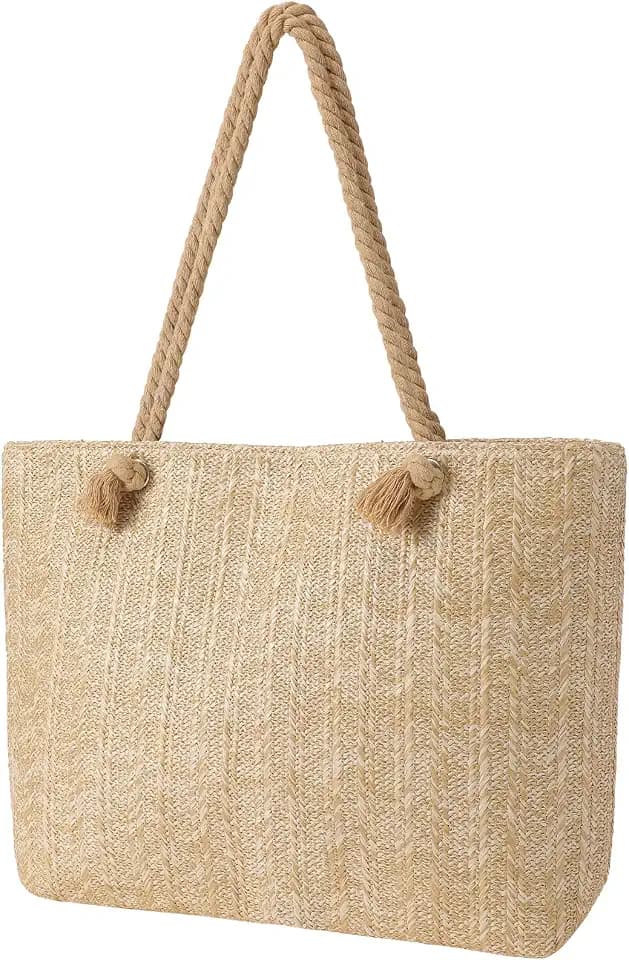 Tavaleu Large Capacity Straw Beach Bags Travel Shoulder Handbags for Women