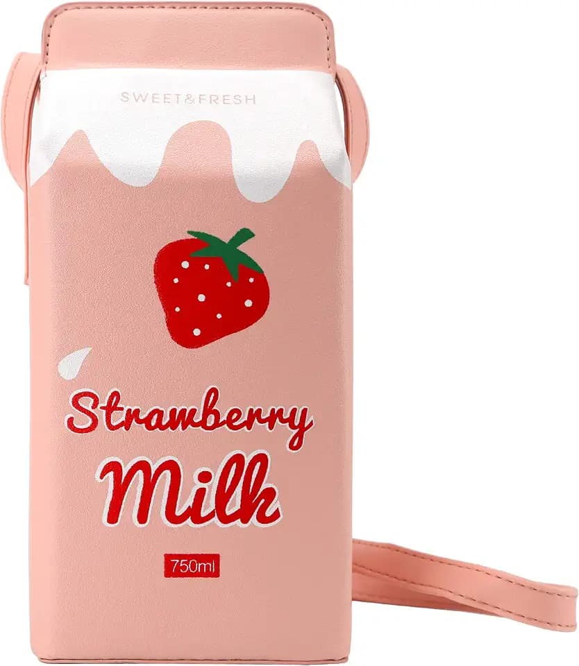 QiMing Cow appearance Milk Box CrossBody Purse Bag,PU Phone Shoulder Wallet for Women Girl