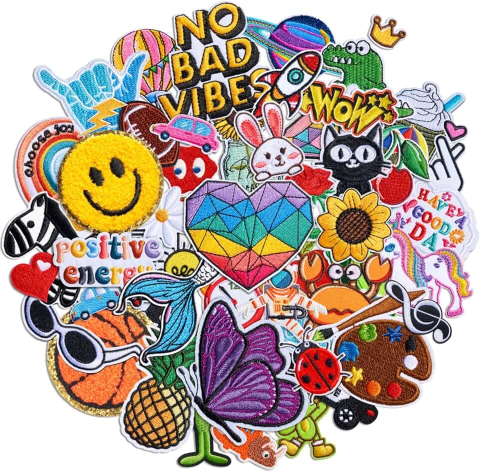 70Pcs Embroidered Iron on Patches for Clothes Backpacks Hats