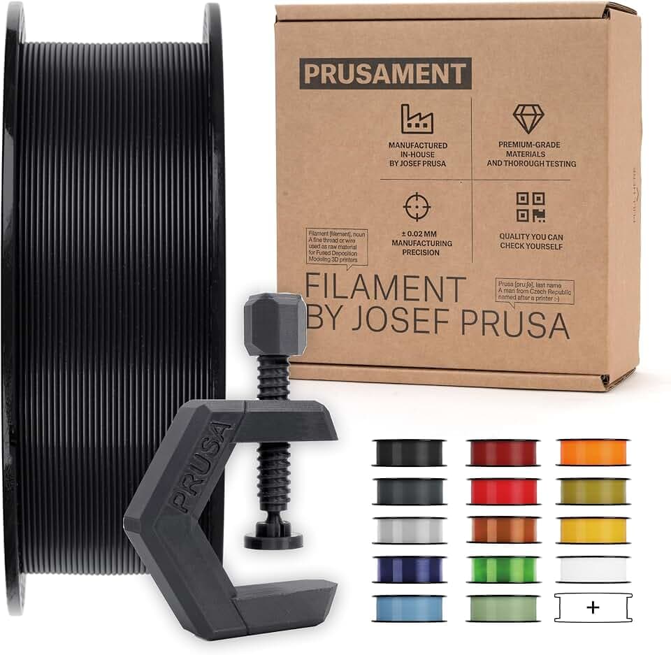 Prusament 3D-Drucker Premium Filament PETG Matte Black 1,75 mm – 1 kg Spule