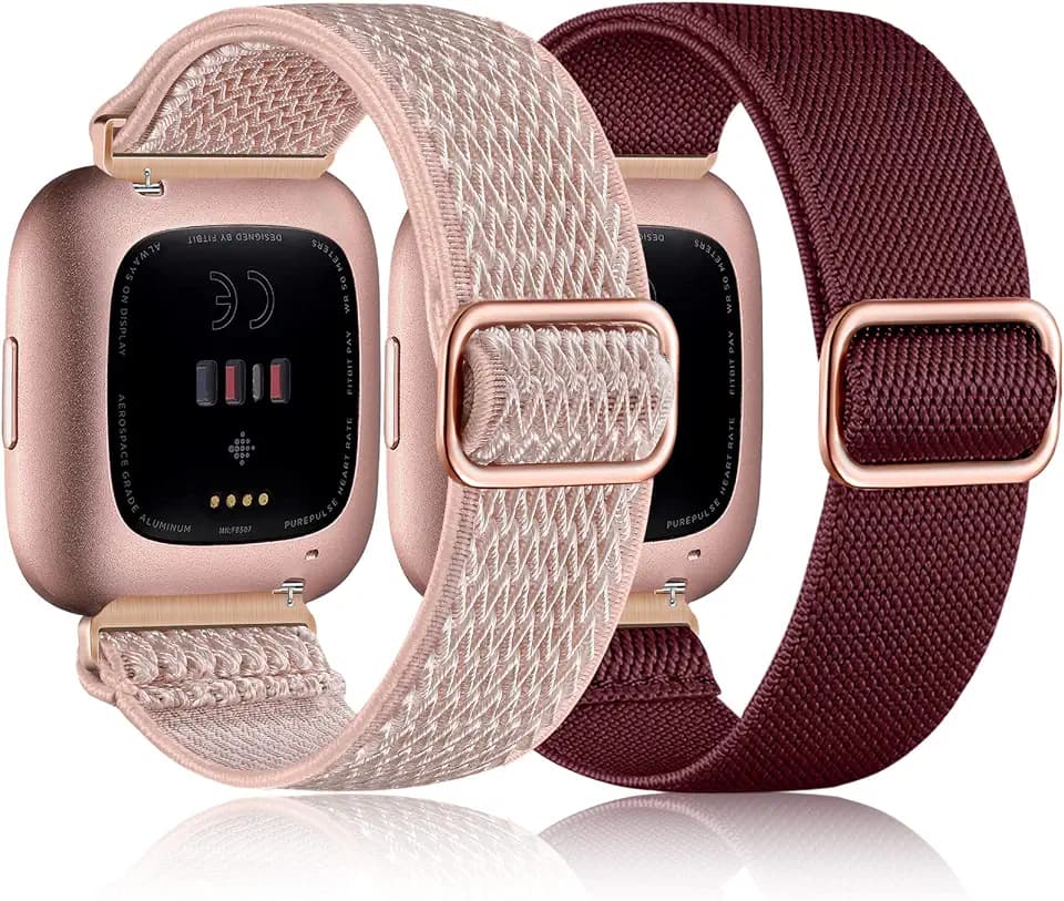 Stretchy Nylon Watch Band Compatible for Fitbit Versa 2 Bands Men Women