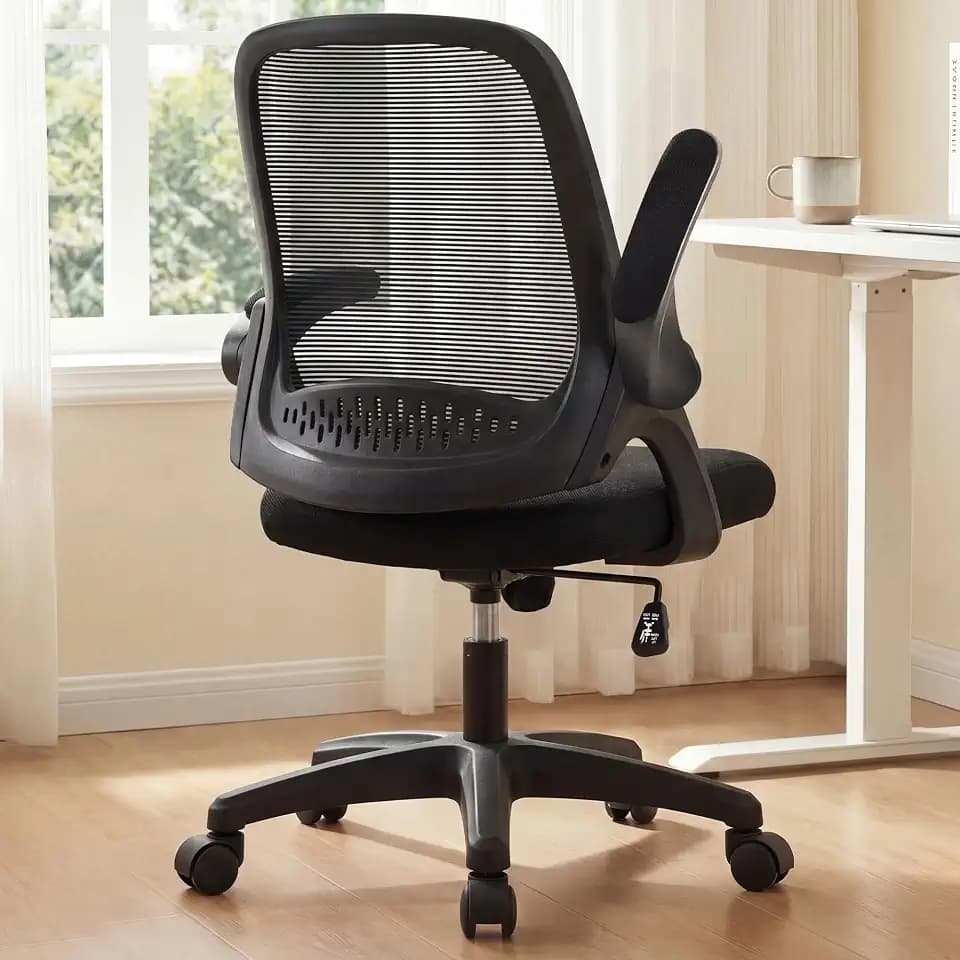 NEO CHAIR Office Desk Chair, Ergonomic Mesh with Flip-Up Arms, Dark Black