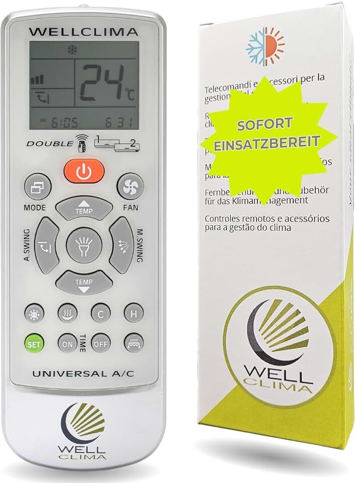 Wellclima Fernbedienung für Klimaanlage kompatibel mit R17B/E-MTS – Vorkonfiguriert und einsatzbereit, nur als Ersatz für Modell R17B/E-MTS für Ariston und für Chaffoteaux & Maury | Batterien inkl.