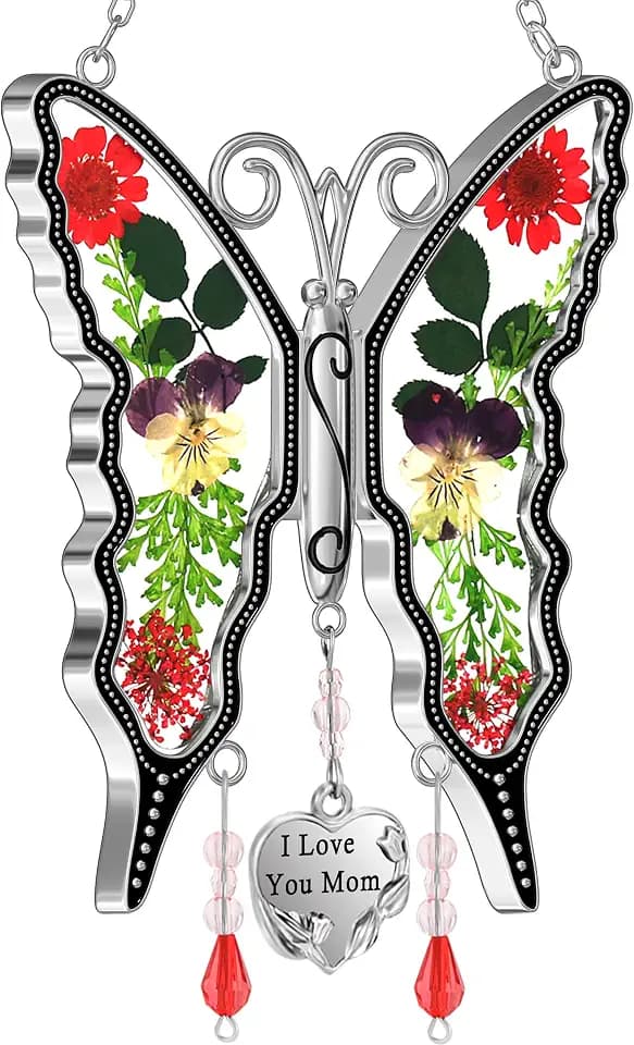 KY&BOSAM Gifts for Mom Butterfly Suncatchers Stained Glass Sun Catcher