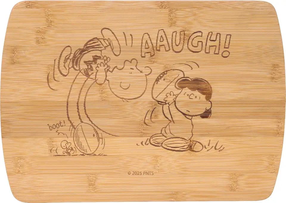 Spoontiques Peanuts Football Cutting Board for Kitchen - Durable Wood Cutting Board with Knife-Friendly Surface, Easy to Clean, Lightweight Food Prep Board for Meat, Vegetables & Fruit