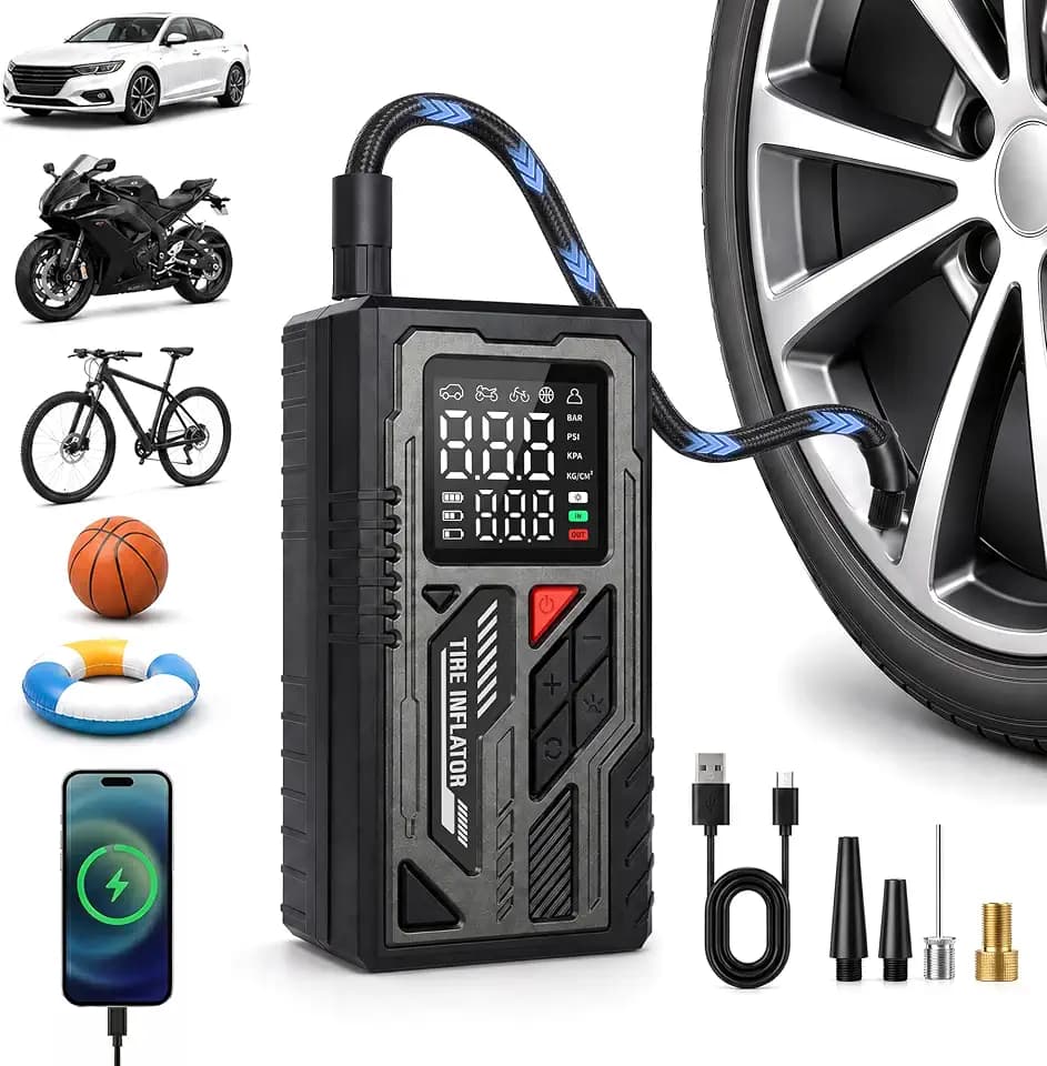 Elektrische Fahrradpumpe, 150 PSI Tragbare Akku Luftpumpe, Mini Kompressor
