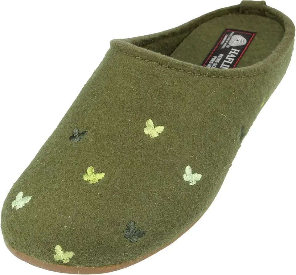 HAFLINGER Everest Farfalline Filzhausschuhe mit gestickten Schmetterlingen