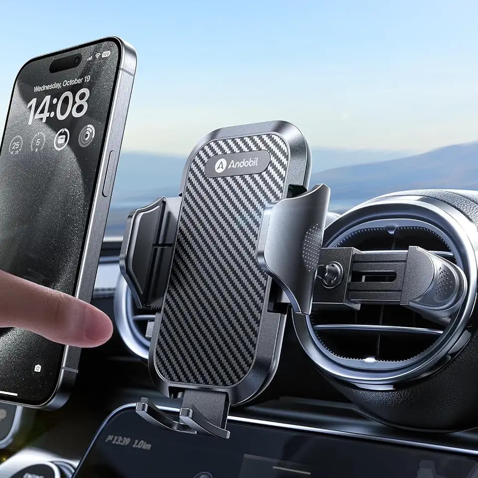 andobil Universal Car Phone Holder [Round Vent Friendly] Phone Mount for Car Circle Vent, Sturdy Clip 360° Rotation Cell Phone Car Holder Mount for Ford Mercedes Benz Toyota BMW fit iPhone Samsung