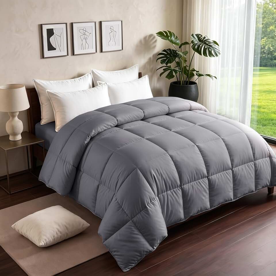 Grey King Duvet Insert, Goose Feather Down Fiber Comforter