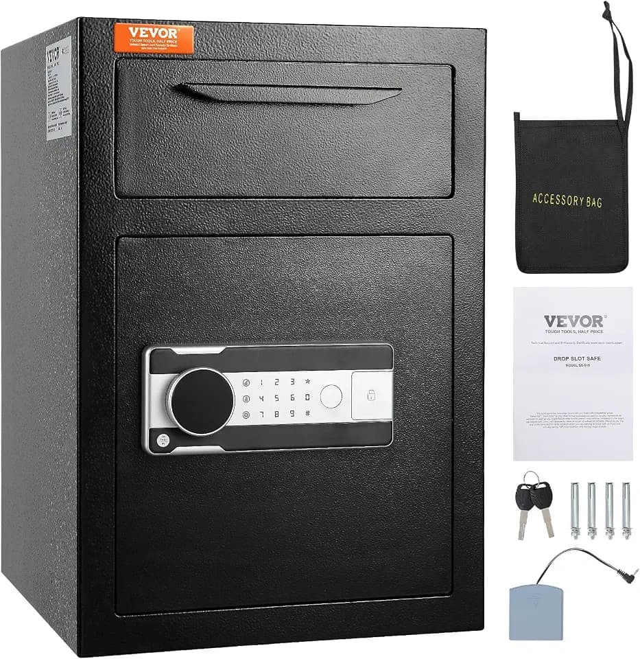 VEVOR 2,5 L Einwurftresor, Deposittresor mit Drop-Slot, elektronischem Codeschloss und 2 Notfallschlüsseln, 355 x 355 x 515 mm, Business Drop Slot Safe für Bargeld, zu Hause, Hotel, Büro