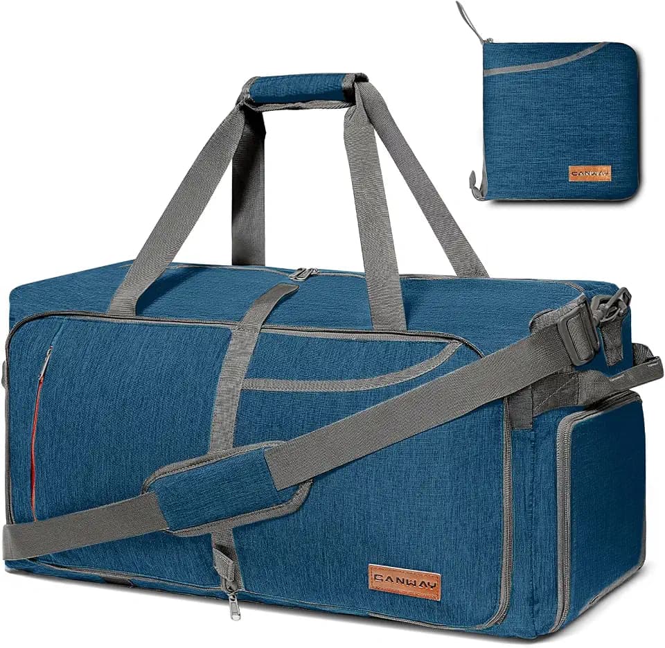 Canway 85L Travel Duffel Bag, Foldable Weekender Bag with Shoes Compartment for Men Women Water-proof & Tear Resistant