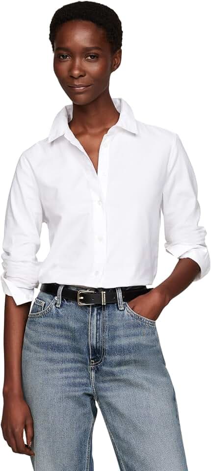 Tommy Hilfiger Damen Hemd Oxford Cotton Regular Shirt aus Baumwolle
