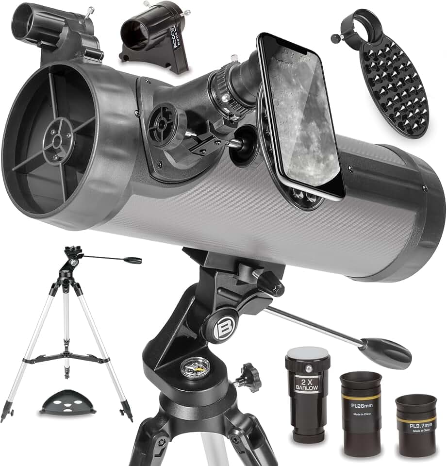 National Geographic 114mm Reflector Telescope with Eyepieces Mount Smartphone Adapter for Astronomy Astrophotography