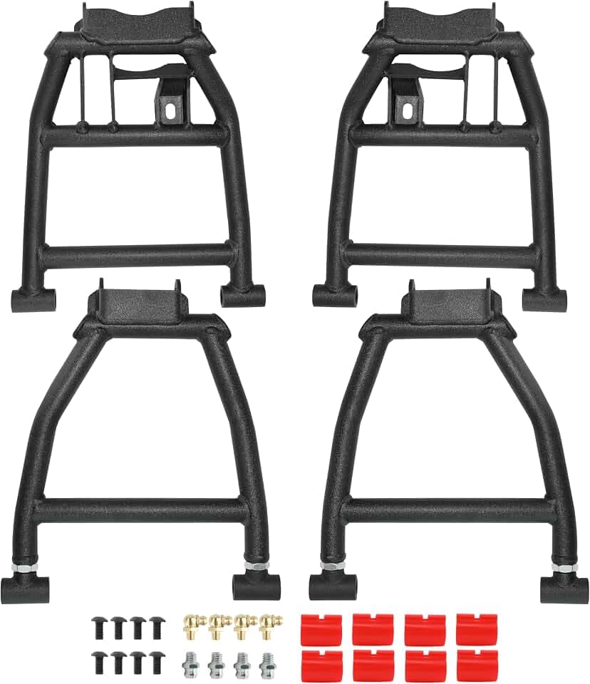 Wrinkle Black Rear Upper & Lower A-Arms for Polaris Ranger XP 900 / XP 1000 / XP 570 & Diesel –Heavy-Duty 1.25" Tubular Suspension Arms, High Clearance, Adjustable Camber, Fits 2013–2019 Ranger & Crew