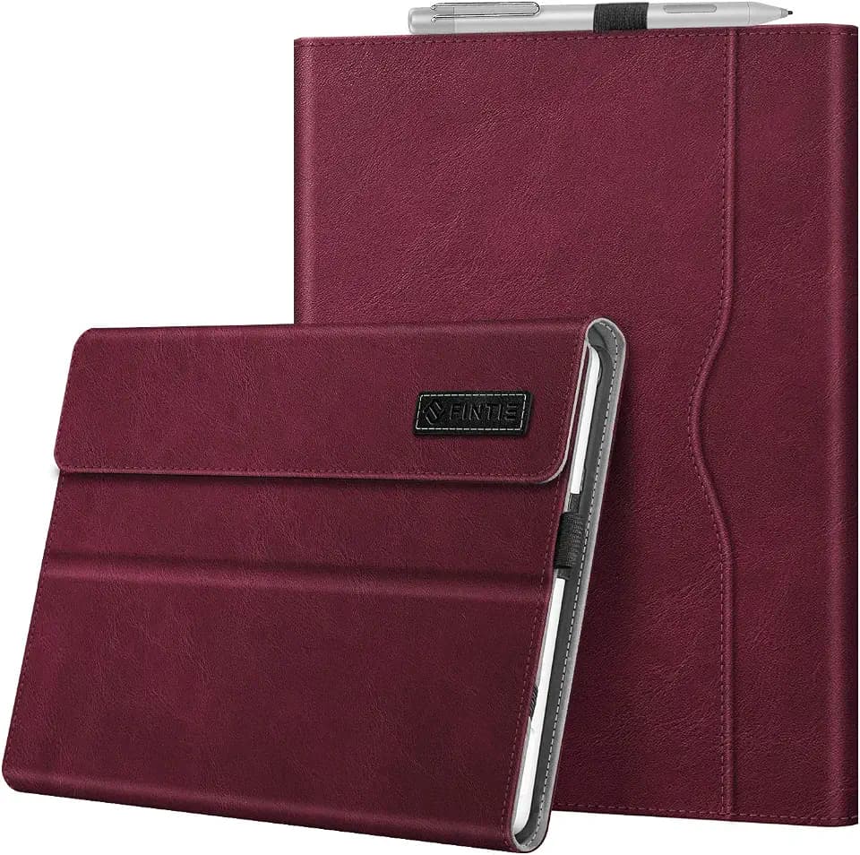 Fintie Hülle für Microsoft Surface Go 4/3 / 2 / Surface Go 10 Zoll Tablet - Multi-Sichtwinkel Kunstleder Schutzhülle mit Dokumentschlitze, Type Cover Kompatibel, Bordeaux