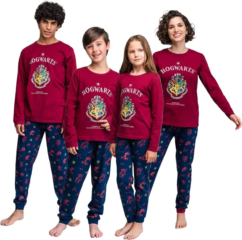 Harry Potter Pyjamas für Herren und Damen, Hogwarts Pyjamas, Passendes Familien Pyjama Set, Geschenk für Erwachsene und Jugendliche