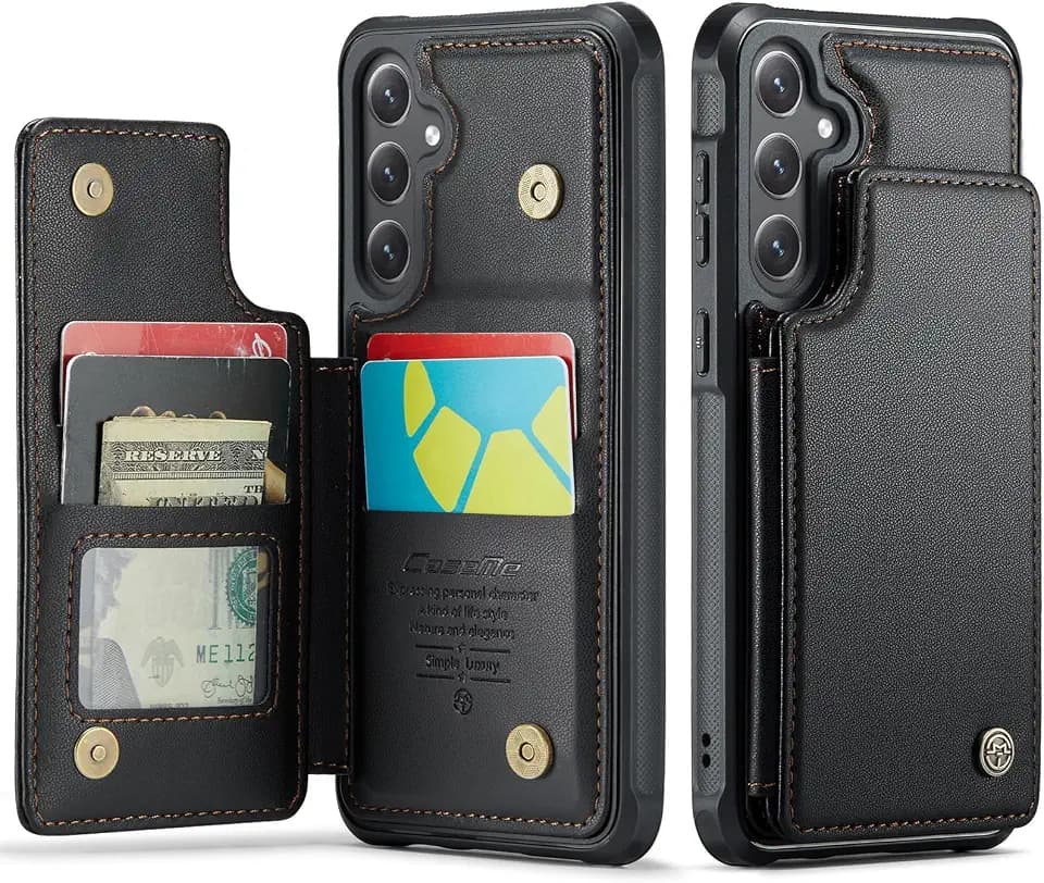 Kowauri for Samsung Galaxy S23 FE Case, PU Leather Wallet Case for Women Men with RFID Blocking Card Holder Slot Magnetic Closure Shockproof Protective Phone Cover for Samsung Galaxy S23 FE,Black