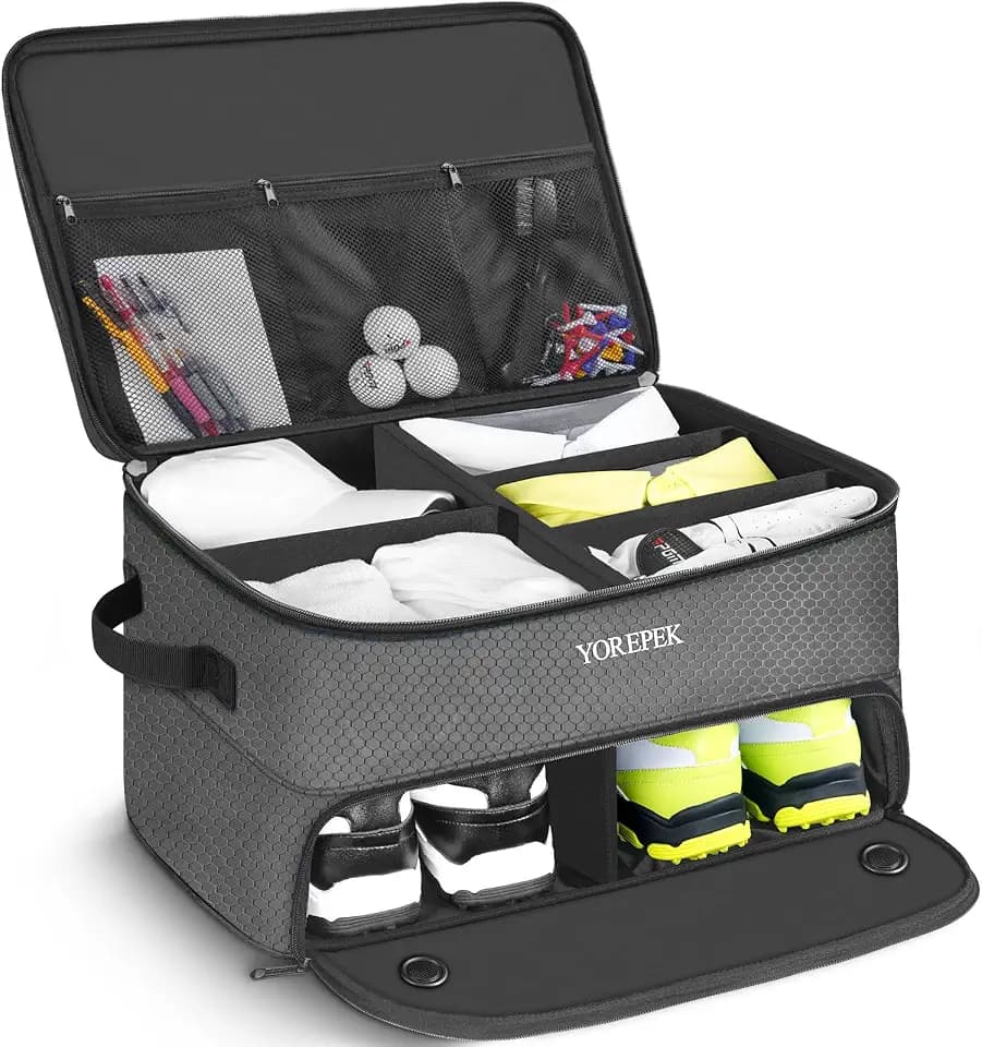 YOREPEK Golf Gifts for Men, 2 Layer Golf Trunk Organizer for 2 Pair Shoes