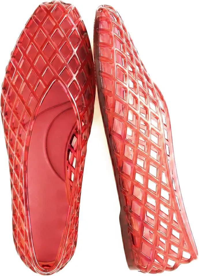 Molozoey Jelly Shoes Women Casual Slip on Mesh Ballet Flats Comfortable Jelly Sandals for Women Beige Hollow Breathable Summer Sandals