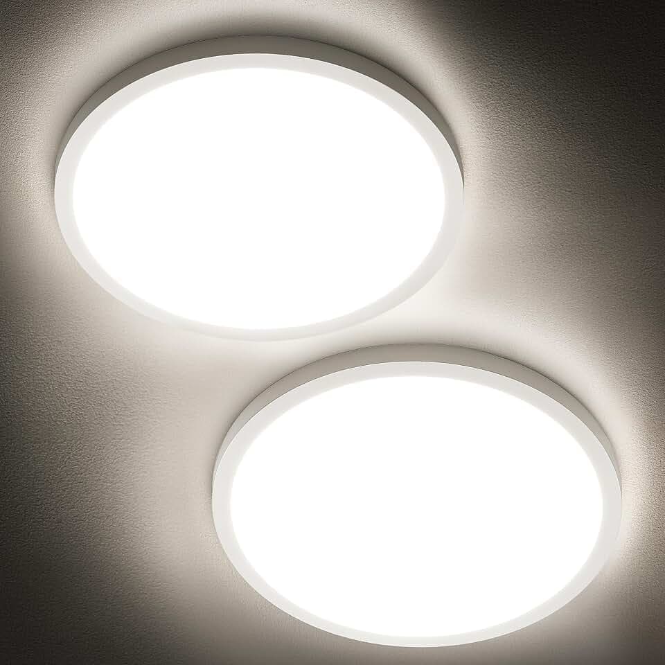 SunRider 2-Pack 12" LED Flush Mount Ceiling Light 4000K, 24W, Non-Dimmable