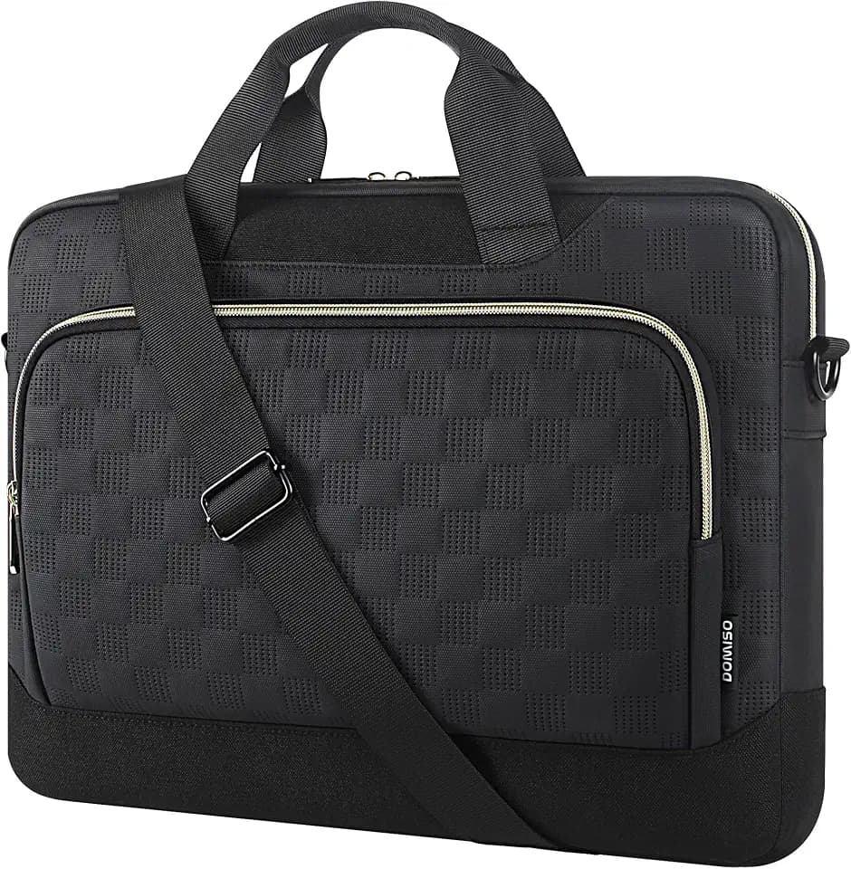 DOMISO Aktentasche 15,6 Zoll Laptoptasche wasserdicht, Business Computer Tasche für 15-15,6 Zoll Laptop, verstellbare Umhängetasche für Büro Arbeit Reise, Schwarz