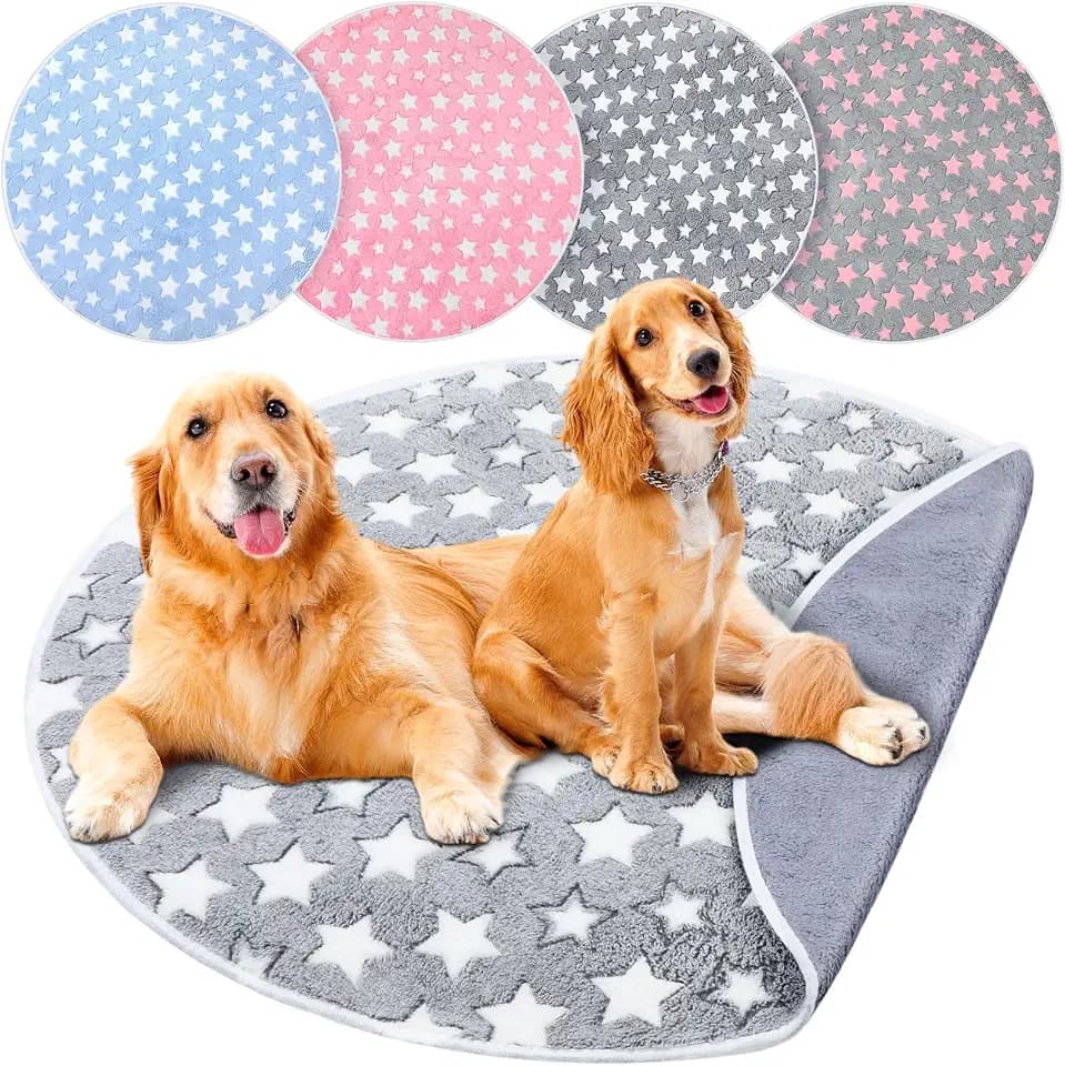 Hahafelt 4 Pcs Round Dog Pee Pads, Washable Mats, Large Star, 48 Inches