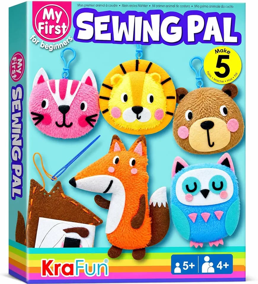KRAFUN Animal Keyring Charm Sewing Kit Age 6+ | 5 Projects