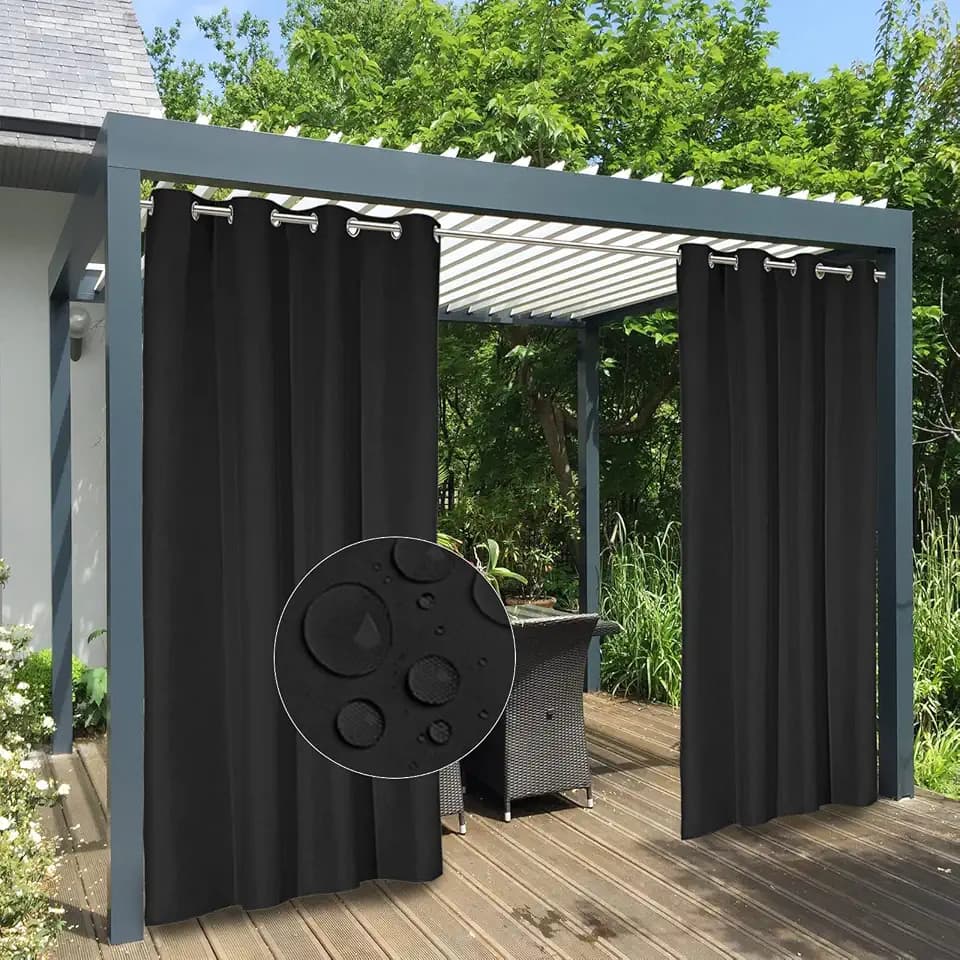 Easy-Going 100% Waterproof Outdoor Curtains 54x84 inch, Black