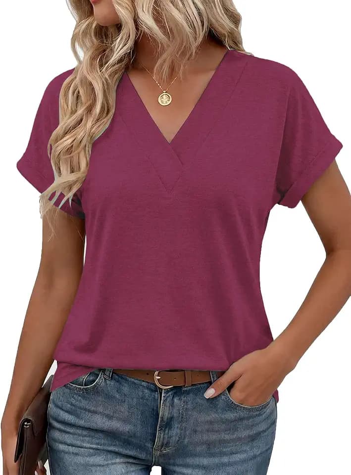 Damen Oberteile Elegant Blusen Kurzarm Sommer Tshirt Baumwolle Casual Shirts Tunika Tops